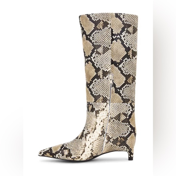 Nakedvice Leather The Stacey Boot in Snake Kitten Heel Pointed Toe Wide Shaft 5 - Picture 5 of 8